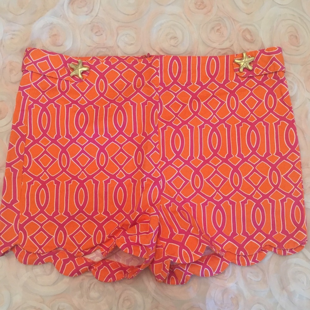 Mud Pie Scalloped Starfish Shorts, Sz. L